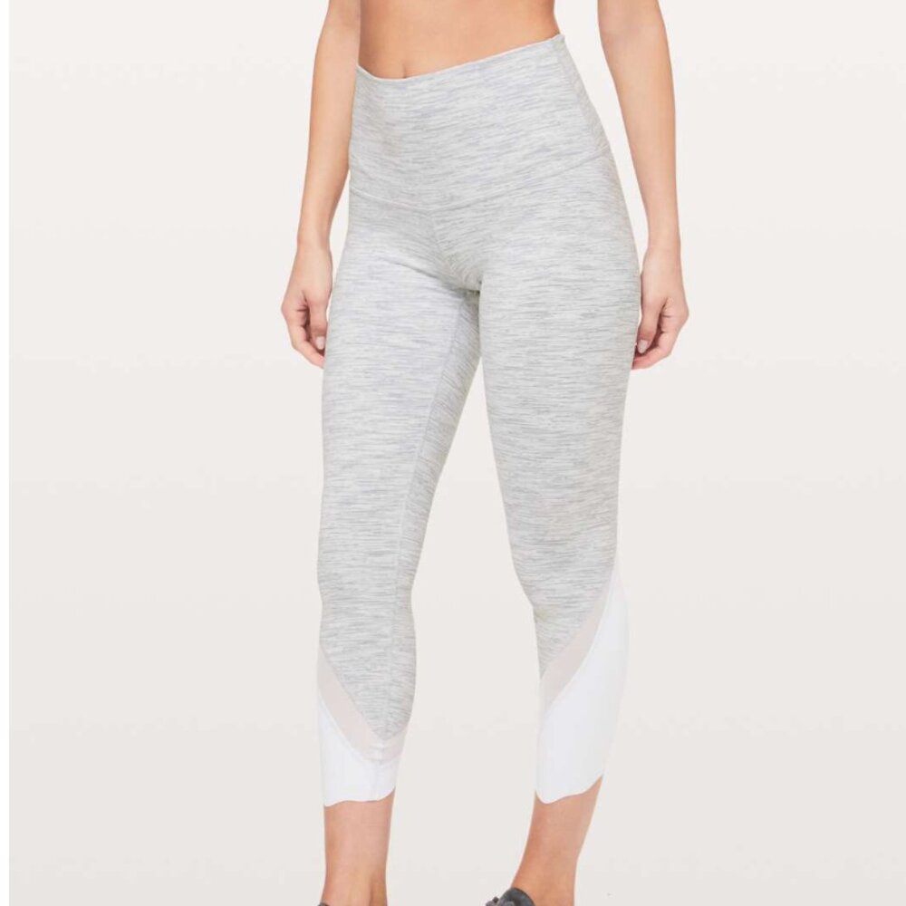 Lululemon Wunder Under Crop II Special Edition Scallop/Mesh 24" - Heather Grey